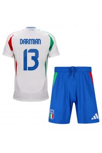 Italia Matteo Darmian #13 Jalkapallovaatteet Lasten Vieraspeliasu EM-Kisat 2024 Lyhythihainen (+ Lyhyet housut)